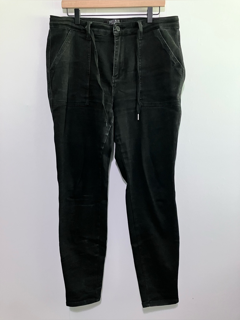 Judy Blue Black Denim High Rise Jogger With Drawstring Size 13
